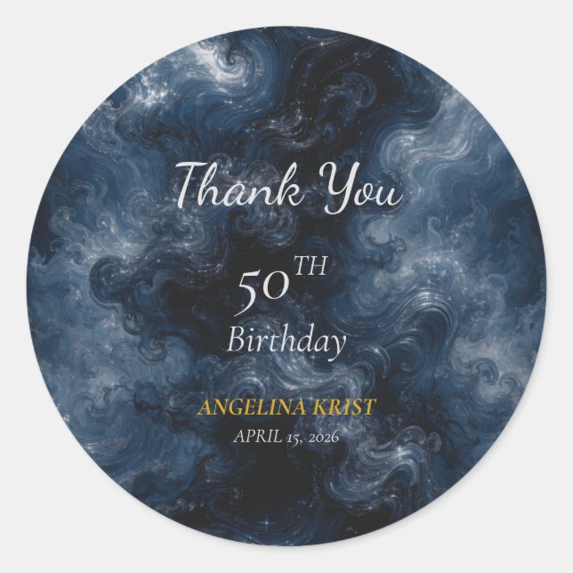 Adesivo de Agradecimento de Aniversário Celestial  (Frente)