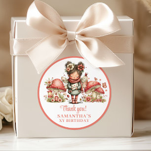 Adesivo de Agradecimento de Aniversário Rosa Sonha