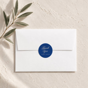 Adesivo de Agradecimento de Casamento Azul Cobalto