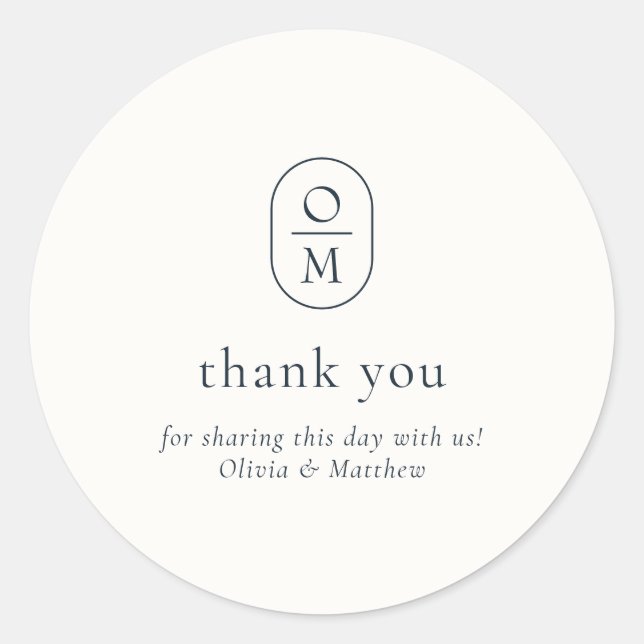 Adesivo de Agradecimento de Casamento com Monogram (Frente)
