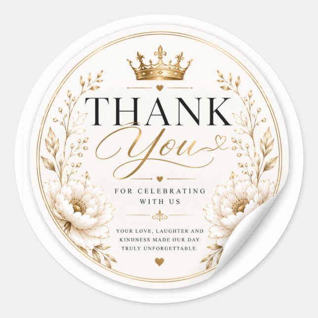Adesivo de Agradecimento de Casamento Elegante (Frente)