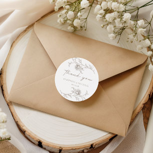 Adesivo de Agradecimento de Casamento Elegante Vin