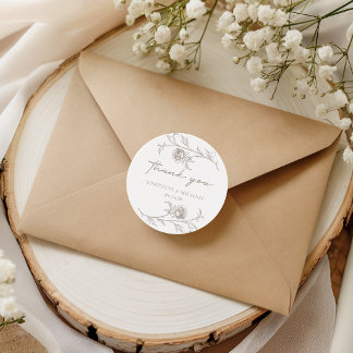 Adesivo de Agradecimento de Casamento Elegante Vin