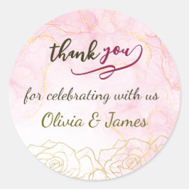 Adesivo de Agradecimento de Casamento em Ouro Rosa