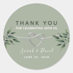 Adesivo de Agradecimento de Casamento em Verde Sal