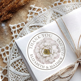 Adesivo de Agradecimento de Casamento Floral Branc