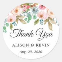 Adesivo de Agradecimento de Casamento Floral de Ja
