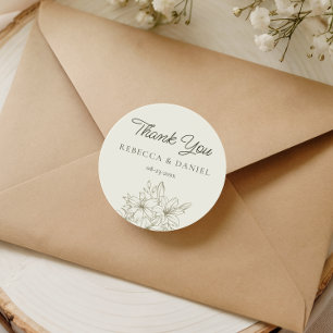 Adesivo de Agradecimento de Casamento Floral Elega