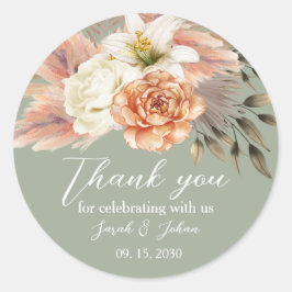 Adesivo de Agradecimento de Casamento Floral Pêsse