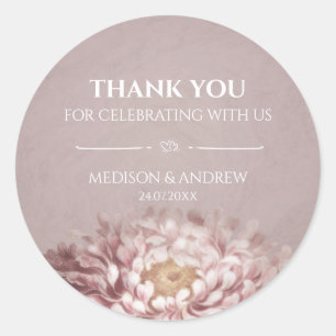 Adesivo de Agradecimento de Casamento Floral Rosa