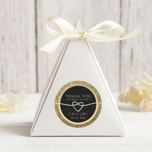 Adesivo de Agradecimento de Casamento Preto Elegan