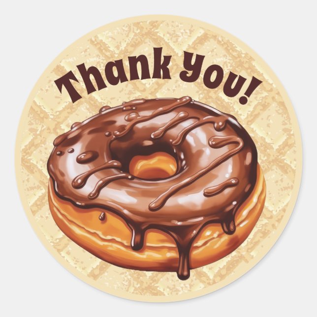 Adesivo de agradecimento de Donut de Chocolate, ch (Frente)