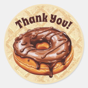 Adesivo de agradecimento de Donut de Chocolate, ch