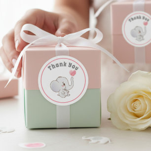 Adesivo de Agradecimento de Elefante Bebê para Fav