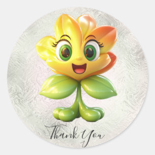 Adesivo de agradecimento de flor amarela