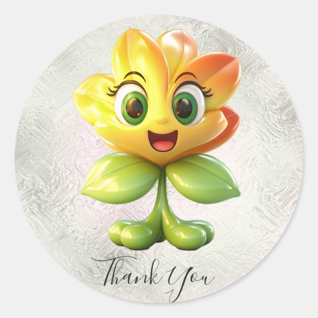 Adesivo de agradecimento de flor amarela (Frente)