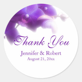Adesivo de agradecimento de orquídea roxa