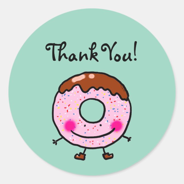 Adesivo de Agradecimento Donut Sorridente (Frente)