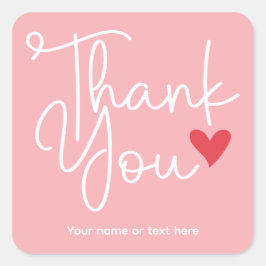 Adesivo de agradecimento elegante rosa com coração