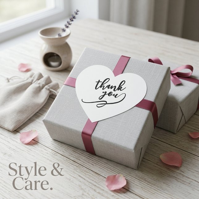Adesivo de Agradecimento em Forma de Coração para  (Heart Shaped Thank You Sticker for Special Gifts)