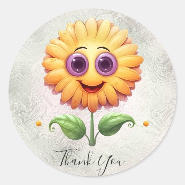 Adesivo de Agradecimento Flor Amarela (Frente)