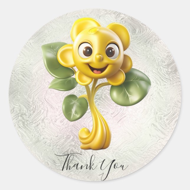 Adesivo de Agradecimento Flor Amarela (Frente)