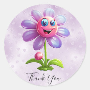 Adesivo de Agradecimento Flor Roxa Rosa