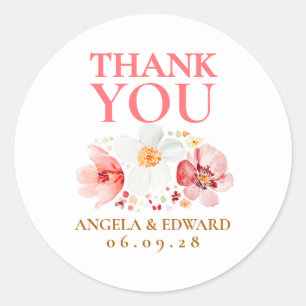 Adesivo de Agradecimento Flor Silvestre Rosa Rubor