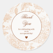 Adesivo de Agradecimento Floral Bege Elegante Mini