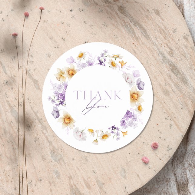 Adesivo de Agradecimento Floral Elegante (Criador carregado)