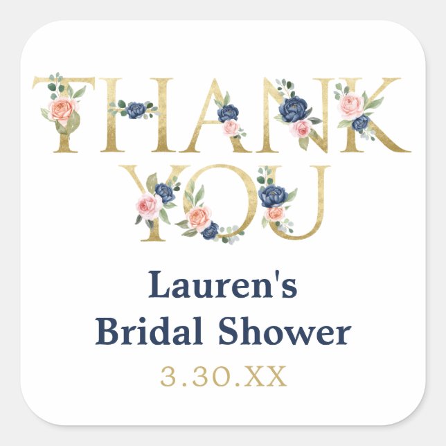 Adesivo de Agradecimento Floral em Aquarela Elegan (Frente)