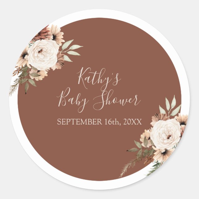 Adesivo de Agradecimento Floral Terracota Arco Boh (Frente)