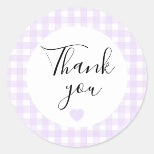 Adesivo de Agradecimento Gingham Lavanda