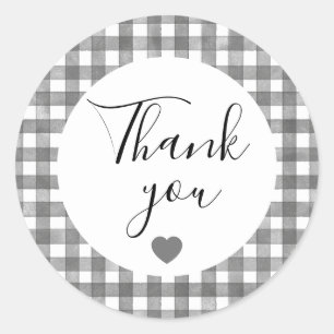 Adesivo de Agradecimento Gingham Preto