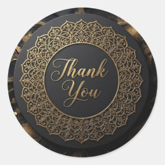 Adesivo de agradecimento Mandala Preto e Dourado E