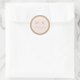 Adesivo de Agradecimento Minimalista Bege Elegante