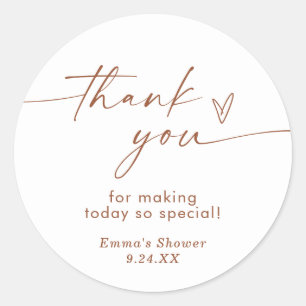 Adesivo de Agradecimento Minimalista de Terracota