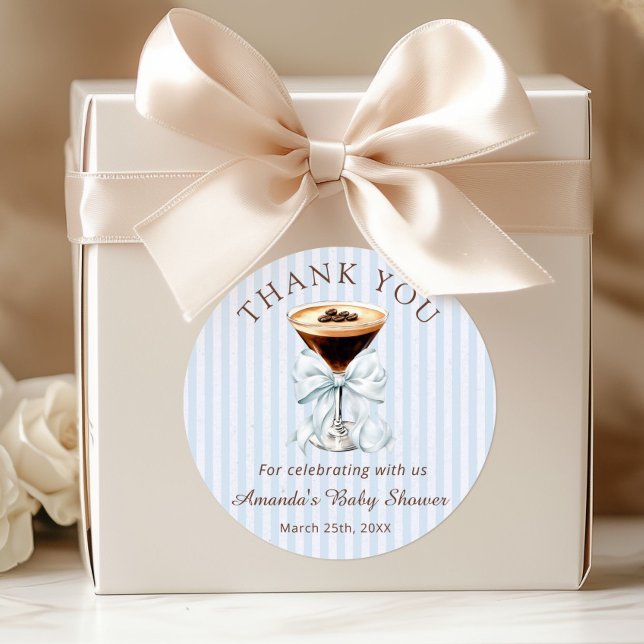 Adesivo de Agradecimento para Chá de Bebê Espresso (Espresso Martini Baby Shower Thank you Sticker)