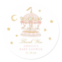 Adesivo de Agradecimento para Chá de Bebê Merry-Go