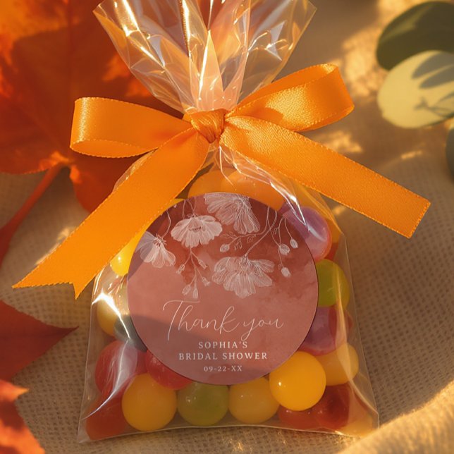 Adesivo de Agradecimento para Chá de Noiva Floral  (Thank You Fall Event Favor Stickers)
