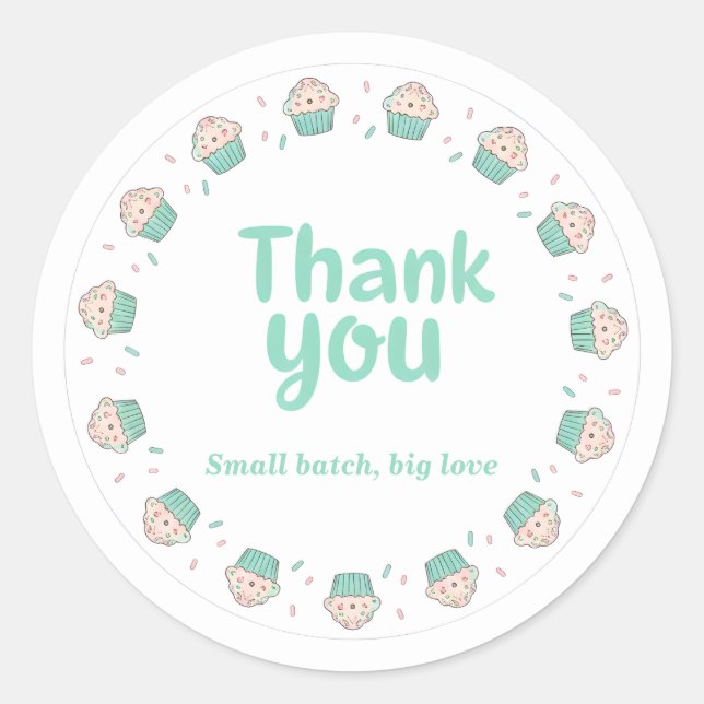 Adesivo de Agradecimento para Decoração de Cupcake (Frente)