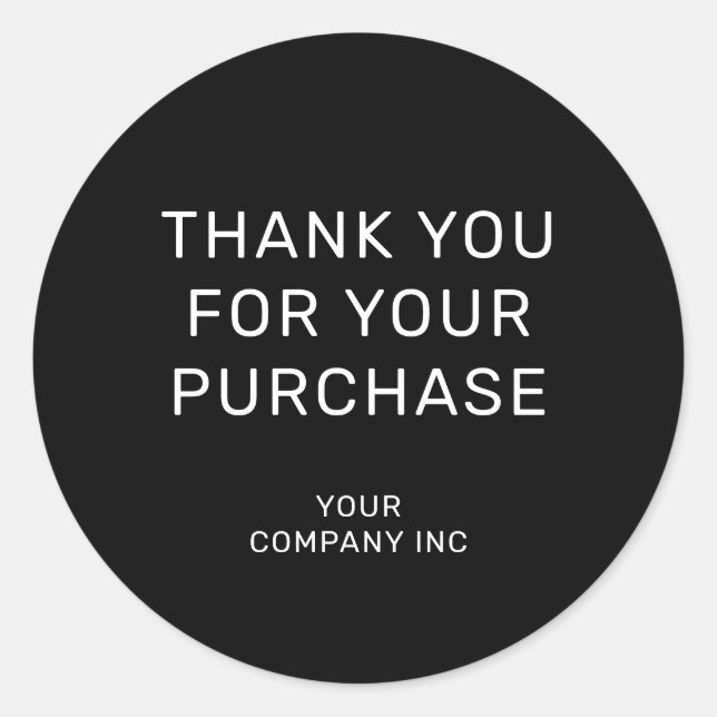 Adesivo de agradecimento pela compra Preto e Branc (Frente)
