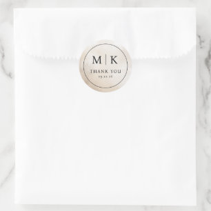 Adesivo de Agradecimento Serif Bege Elegante