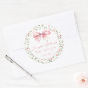 Adesivo de agradecimento shabby chic rosa para chá