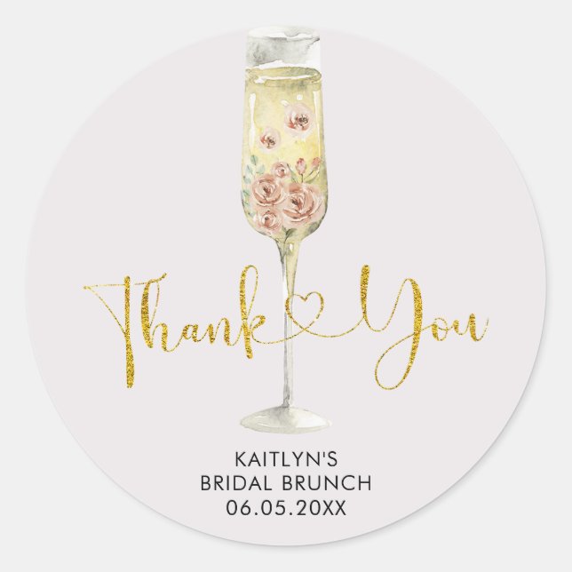 Adesivo de Agradecimento Soirée Rosa Poeira Dourad (Frente)