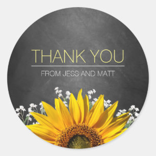 Adesivo de Agradecimento Sunflower Chalkboard