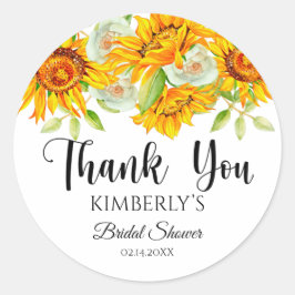 Adesivo de aguarela de chuveiro de noiva girassol