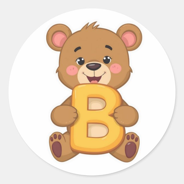 Adesivo de Alfabeto – B com Urso (Frente)