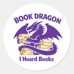 Adesivo de Amante de Livros Dragão de Livros Eu