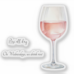 Adesivo de Amante de Vinho Rosé com Frases Diverti